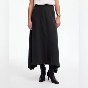 NWOT Madewell Asymmetric Midi Skirt in True Black Size 0